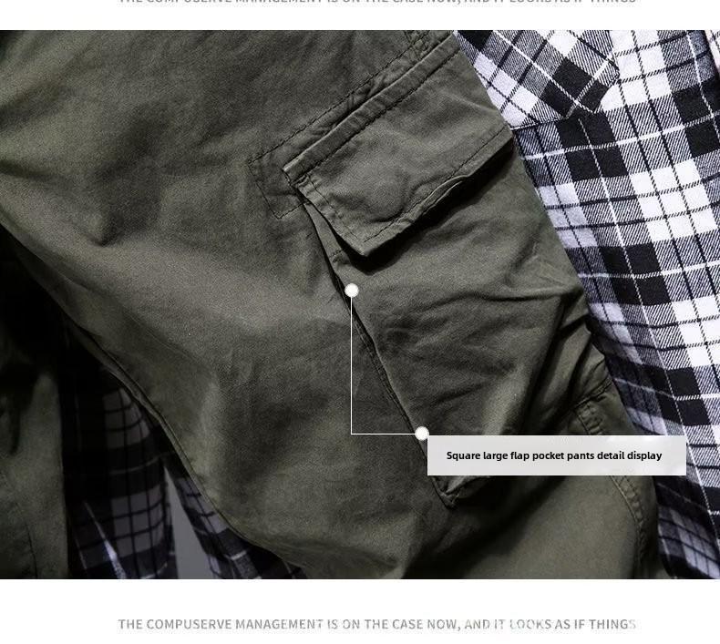 Men's Army Green Tactical Overalls - Spring/Autumn Fashion, Loose Cuffs, Outdoor Mountaineering, American Casual Pants