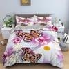 Colorful Butterfly King Queen Duvet Cover Flying Animals Bedding Set Women Flowers Comforter Cover 2/3pcs Polyester Quilt Cover