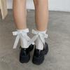 Harajuku Sweet Bowknot Kawaii Socks Women Spring Summer Y2k JK Lolita Cute Solid Socks Japanese Style Women Girls Middle Tube Preppy Socks