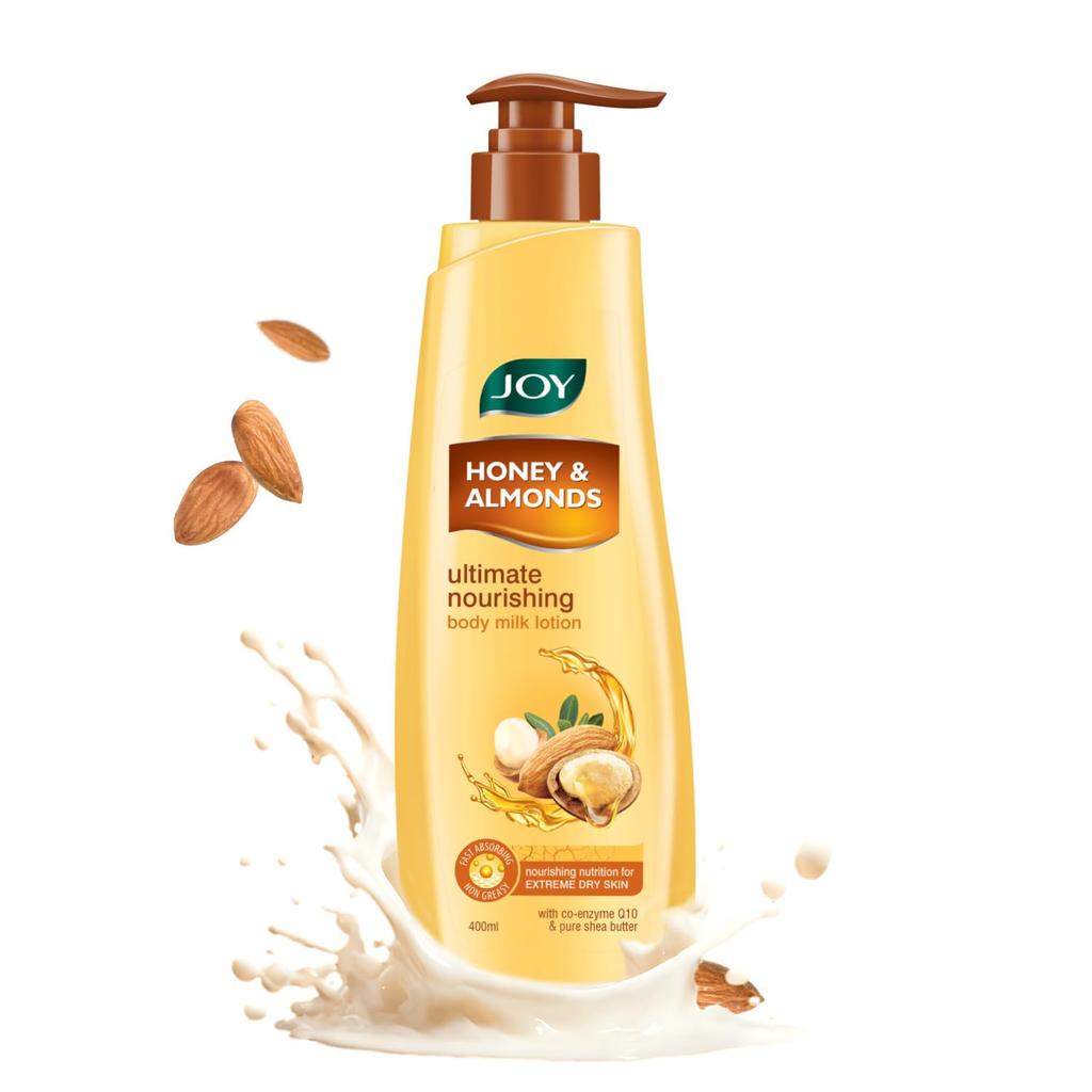 JOY Honey & Almonds Ultimate Nourishing Body Milk Lotion 400ml Pack of 1 With Shea Butter Vitamin E