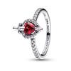 Серебряное кольцо 925 пробы в форме сердца, оксидированное, с кубическим цирконием, женское, красное 193422C01