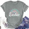Women's Casual Short Sleeve Easter Printed Round Neck Short Sleeve T-Shirt Top
