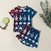 Мода для мальчиков девочек Повседневный комплект ко Дню независимости: футболка с круглым вырезом и короткими рукавами, шорты