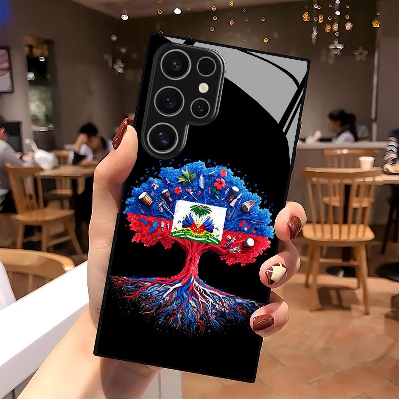Чехол для телефона Samsung S26 S25 S24 S23 S22 S21 S20 A56 A36 A16 с 2D-рисунком 'Дерево Тотем' - Стеклянная Защитная Крышка