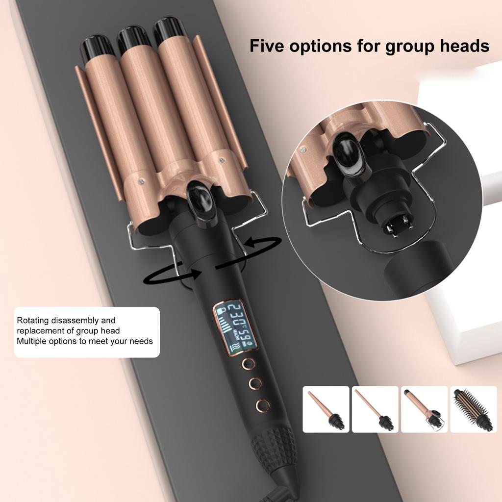 Набор щипцов для завивки волос 5-в-1, щипцы для завивки волос, палочка для выпрямления волос, щетка для выпрямления волос, колеблющаяся температура