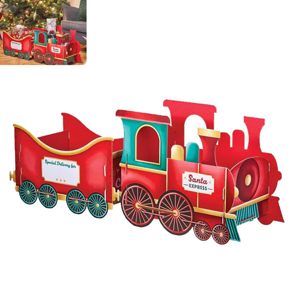 Рождественские подарки Поезда, Подарочный набор поездов от Санты, Доставка праздничного настроения, Причудливый пряничный дизайн, Подставка для подарков и конфет, Центральный элемент праздничного стола