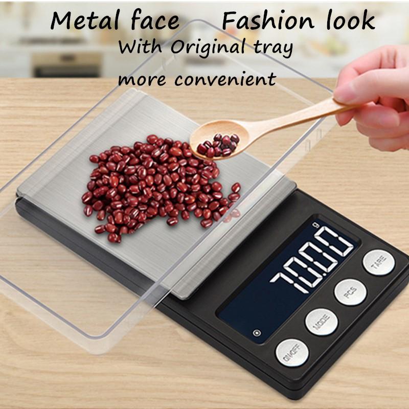 Handheld Digital Scale 500g/0.1g 200g/0.01g Balance Weighing Scale Electronic Kitchen Scale Stainless Steel Tray Jewelry Scale
