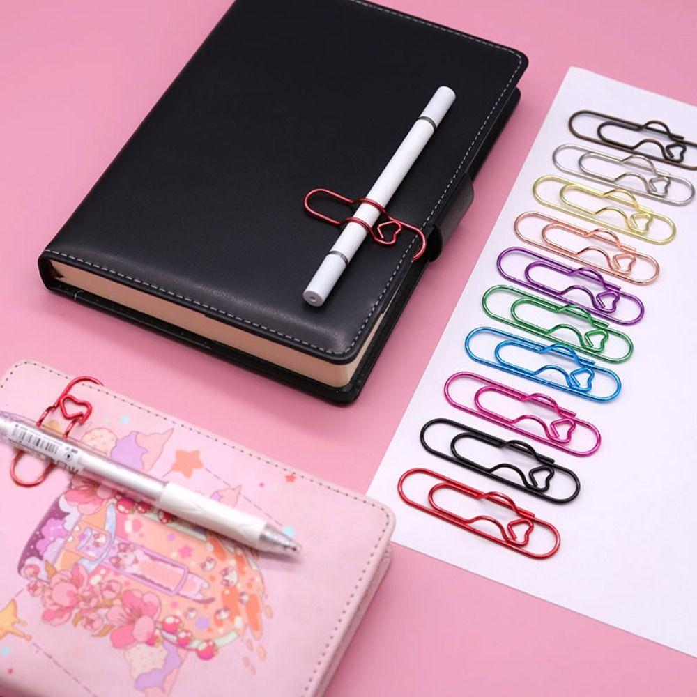 10pcs Colorful Paper Clips Paper Fix Clips Bookmarks Multi-functional Pen Holder  Journal Tool
