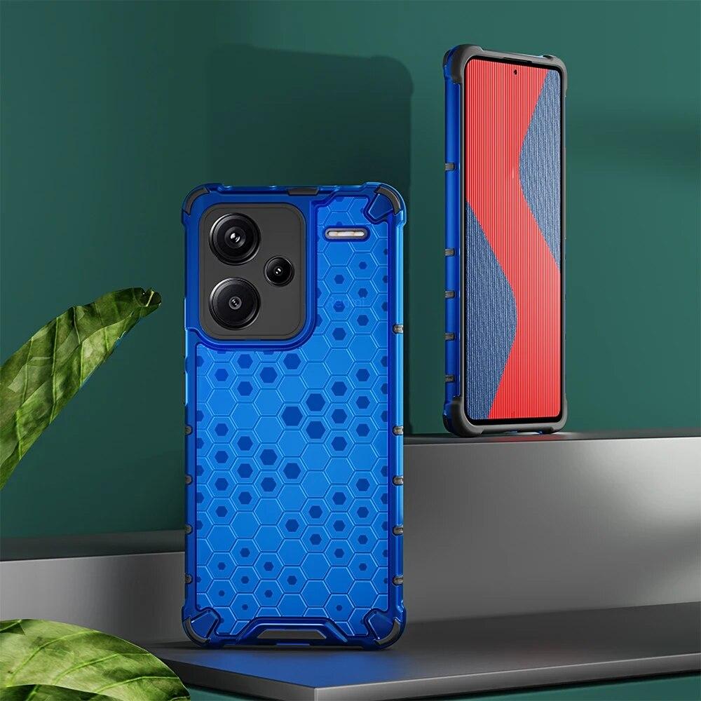 KEYSION Shockproof Armor Case for Redmi Note 13 Pro 5G Silicone+PC Transparent Honeycomb Phone Cover for Redmi Note 13 Pro+ 5G