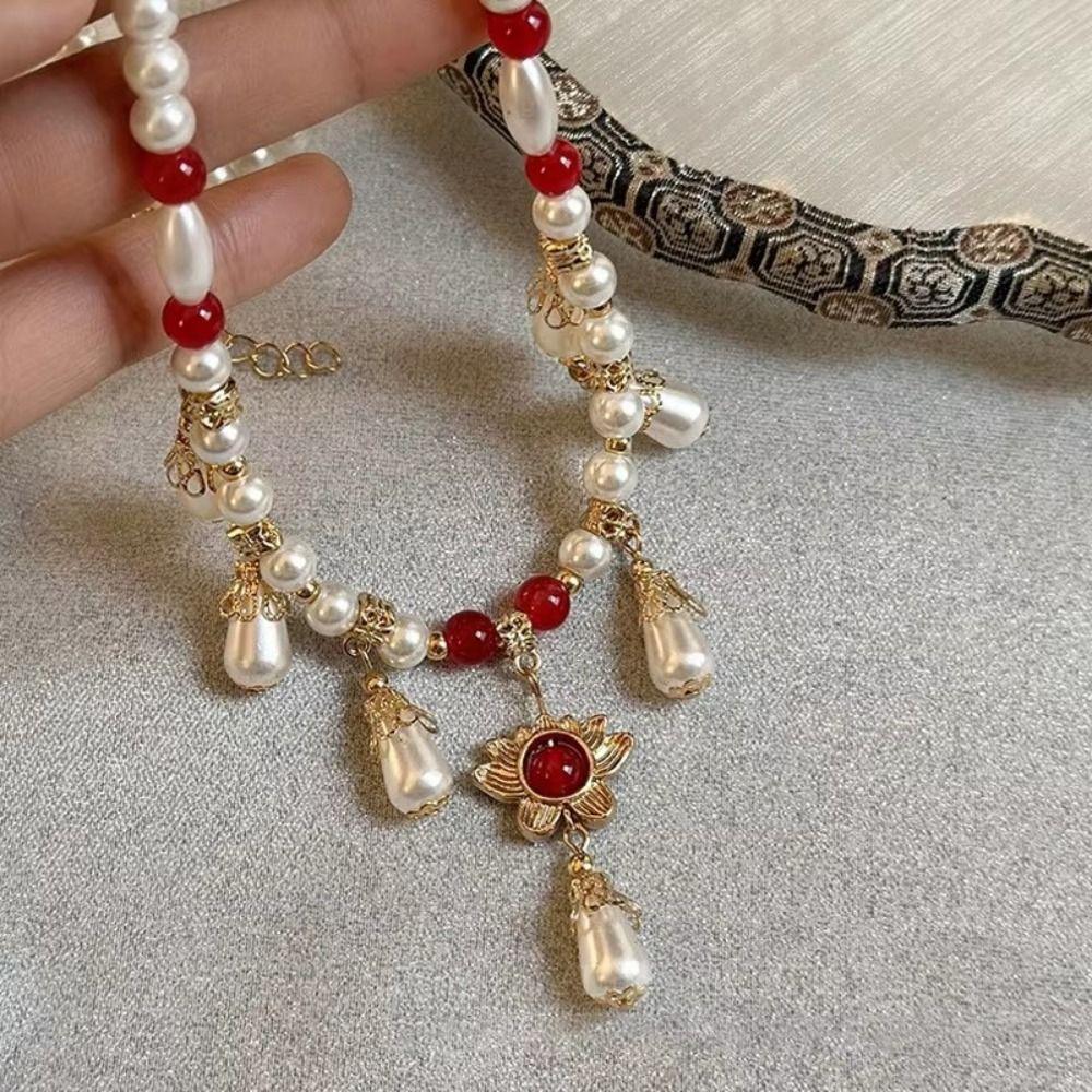 Pearls Chinese Style Necklace Vintage Cheongsam Necklace Vintage Hanfu Necklaces Clavicle Chain