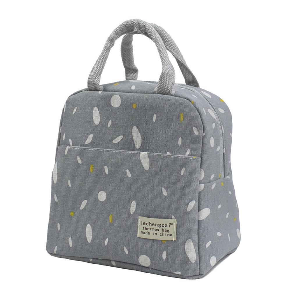 Insulated Lunch Bag Large Capacity Waterproof Foil Lining Rain Print Multi Pockets Leakproof Zipper Closure Portable Reusable Work School Handbag