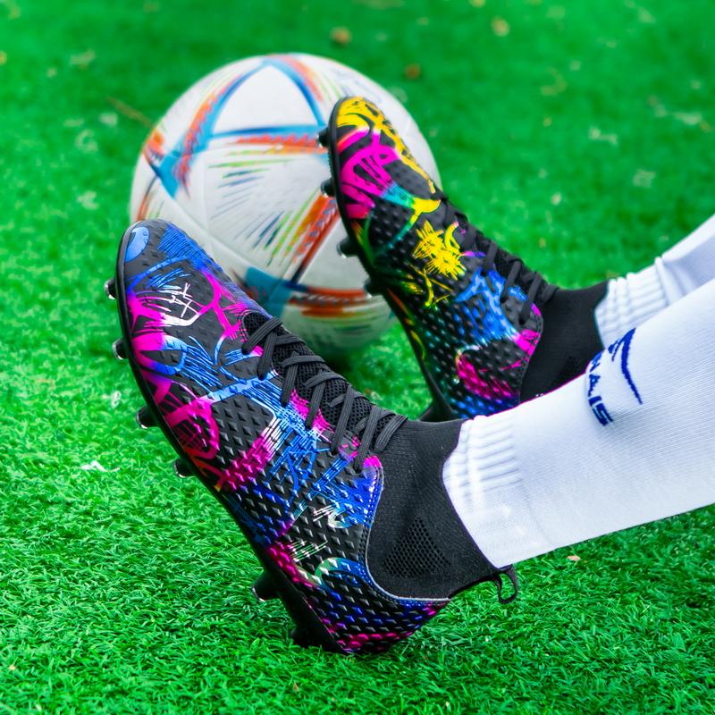 Unisex Football Boots Men's High -top Elastic Socks Mouth Leather Art Lawn Long Nail Football Shoes Children Big Size Football Boots