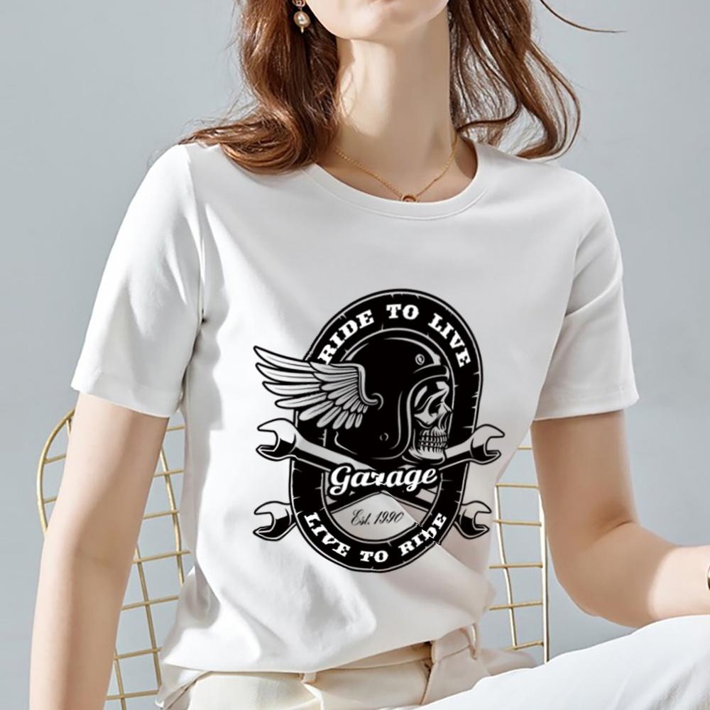 Женская футболка Street Trend Белый топ в стиле панк-готика с изображением пиратского черепа, короткий рукав, повседневный дышащий круглый вырез, удобный женский топ