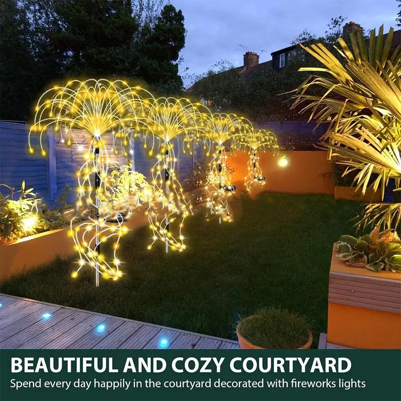 Солнечные фейерверки светодиодные фонари DIY заземленные фонари патио сад небольшой двор украшение водонепроницаемые уличные газонные фонари праздничный декор