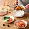 Jieyajie Ceramic Plates for Home Use, White Porcelain Plates, 8-Inch Chinese Underglaze Color Dinner Plates, Soup Plates, Microwave Safe, Set of 6