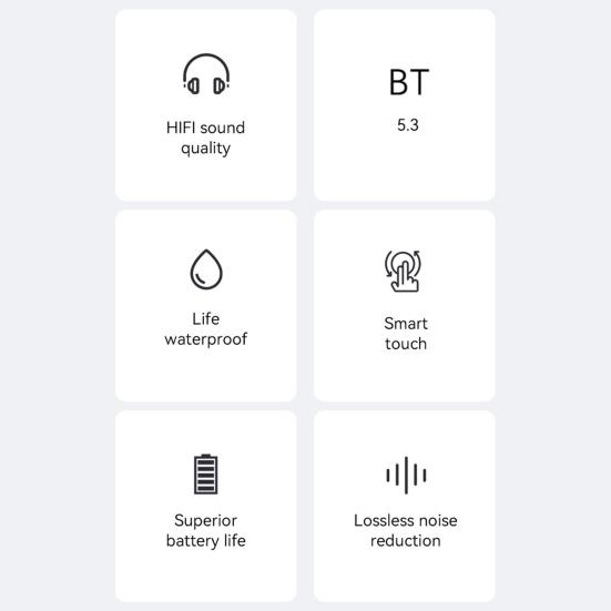 Беспроводные наушники Светодиодный индикатор питания IPX 4 Водонепроницаемый HiFi звук Увеличенный срок службы батареи Bluetooth-совместимые наушники 5.3