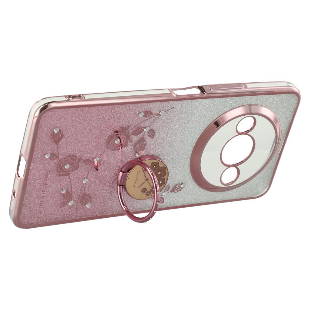 KADEM Для Xiaomi Redmi A3/Poco C61 4G Чехол из ТПУ Страз Цветок Задняя Крышка Кольцо Подставка