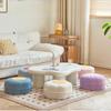 Comfort Lamb Wool/PU Leather Ottoman Footstool Cover w/Portable Handle Japanese Pouf Floor Seat Cushion Cover (NO Inner Filling)