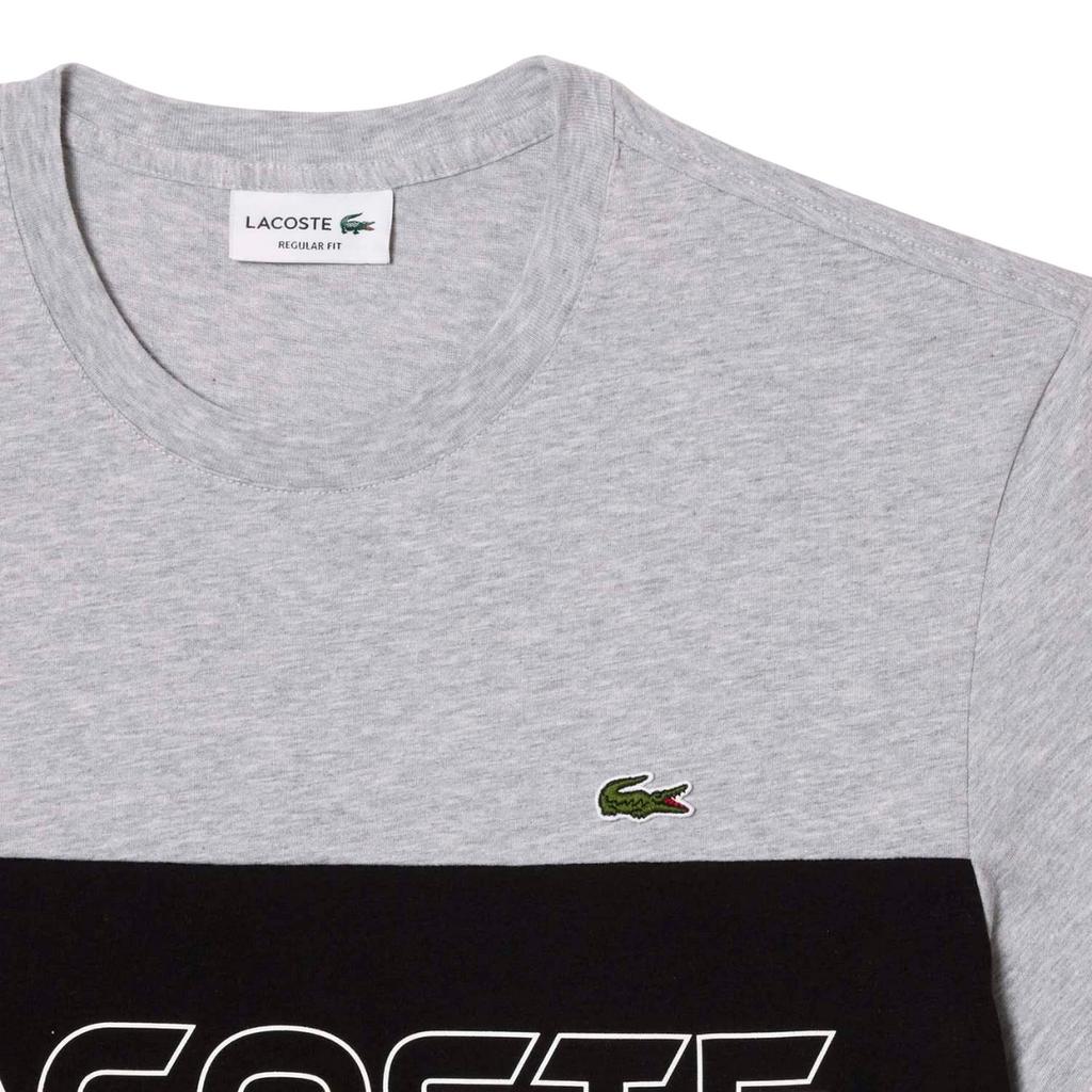 Lacoste Унисекс Взрослая Футболка с Принтом и Цветными Блоками Обычного Кроя
