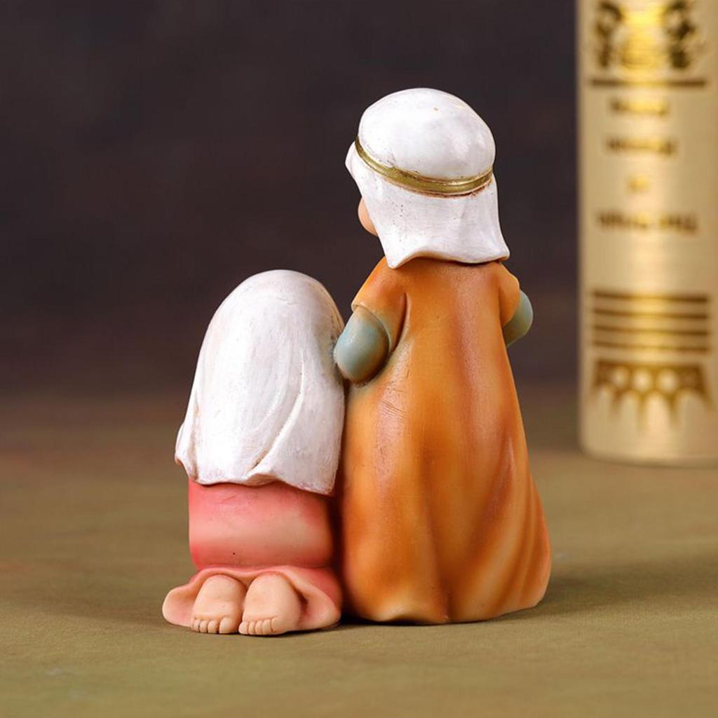Holy Family Statue Small Resin Christmas Desktop Figurine Decor Tabletop Religious Statue for Bookcase Window Sill Bookshelf