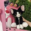 Simulated Black and White German Cat Doll Cute Curly Cat Doll Kitten Plush Toy Doll Gift