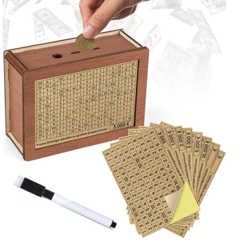 Копилка, деревянная копилка с денежной мишенью и цифрами, коробка для экономии денег, денежная монета обратного отсчета