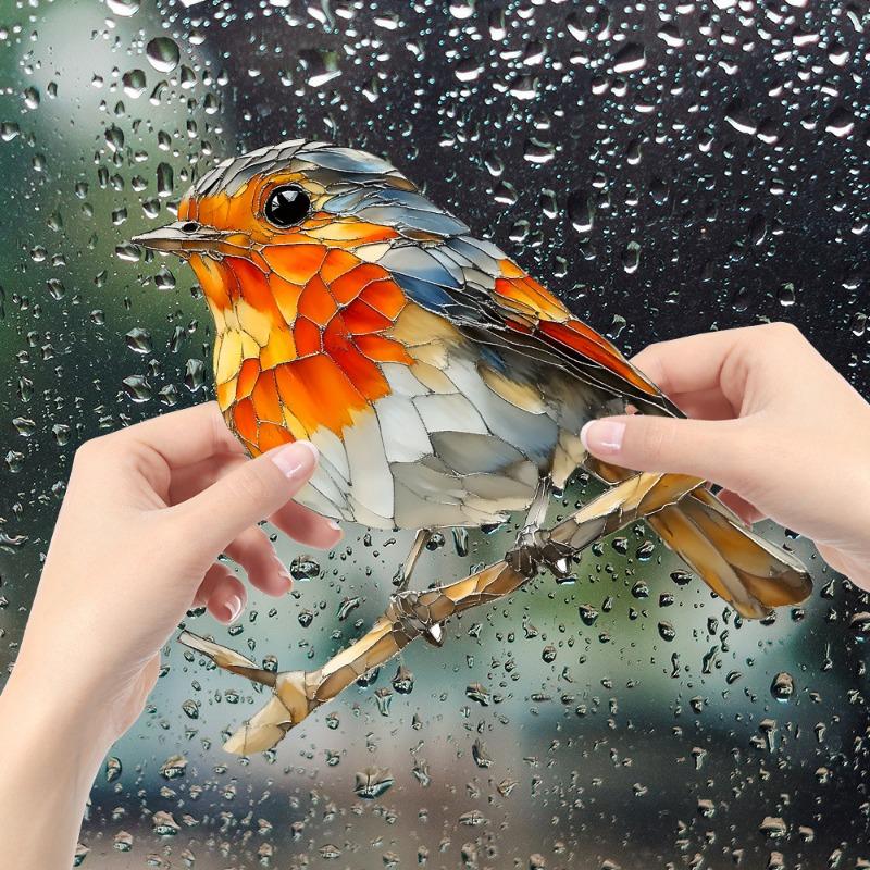 Мультяшная Ветка Птица Стекло Окно Украшение Электростатическая УФ Наклейка на Окно