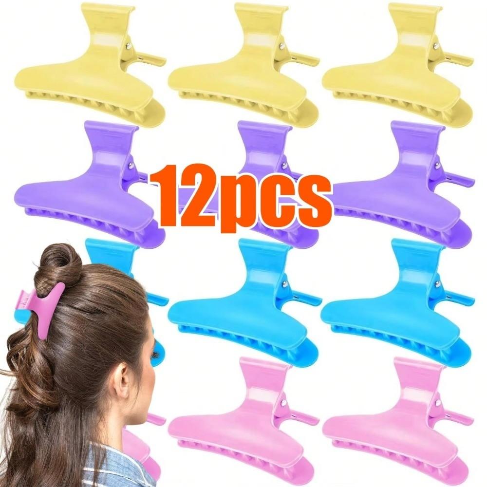 12Pcs Claw Clamps Hair Section Clamps Holding Tools Hair Styling Tools Salon Use