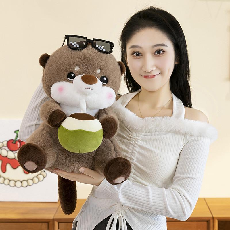 Adorable Coconut Drinking Sloth Capybara Plush Toy Soft Stuffed Animal Gift For Birthdays