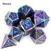 7 Pcs Blue Red Double Swords Metal Dice Solid Polyhedral Dice Set Suitable for Role-Playing RPG  DND Pathfinder Board Game