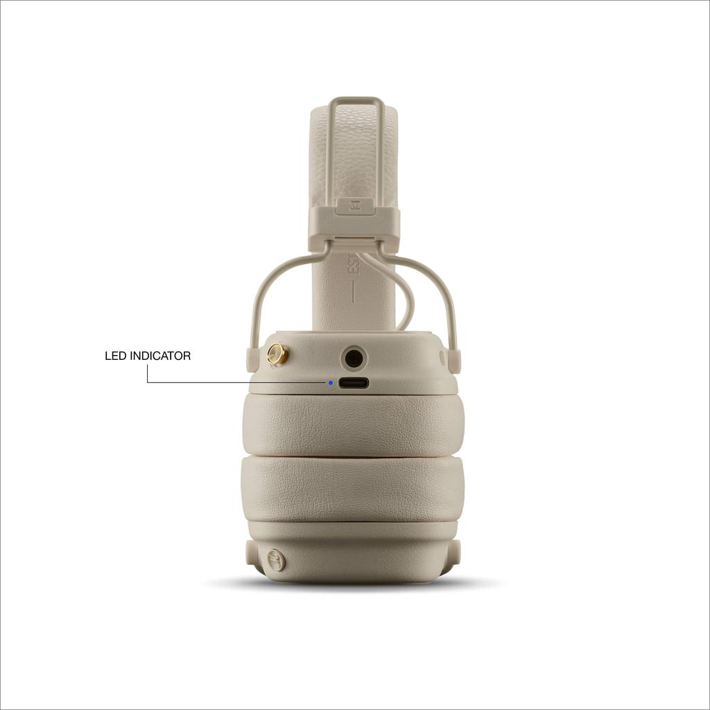 Беспроводные накладные наушники Marshall Major V Cream с Bluetooth, 100 часов воспроизведения, зарядка Qi и поддержка вызовов [Официальный японский продукт]