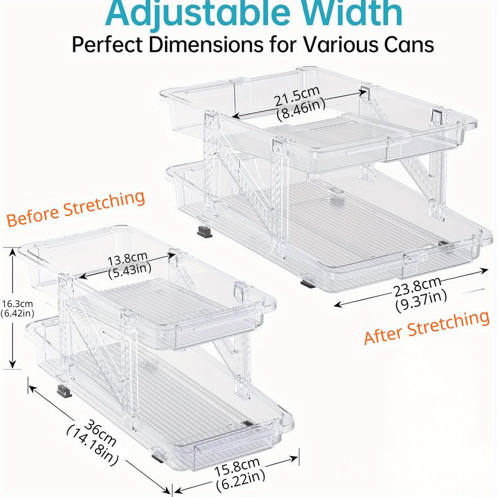 1pc 2tierRefrigerator Soda Can Dispenser, Expandable Width Soda Can Organiser, Stackable Beverage Can Organiser