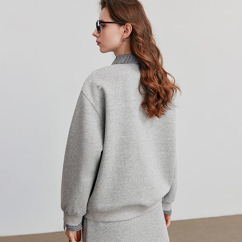 Chuyu Women's Faux Two-Piece Embroidered Polo Sweatshirt