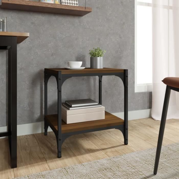 819306 vidaXL Meuble TV Chêne marron 40x33x41 cm Bois d'ingénierie et acier