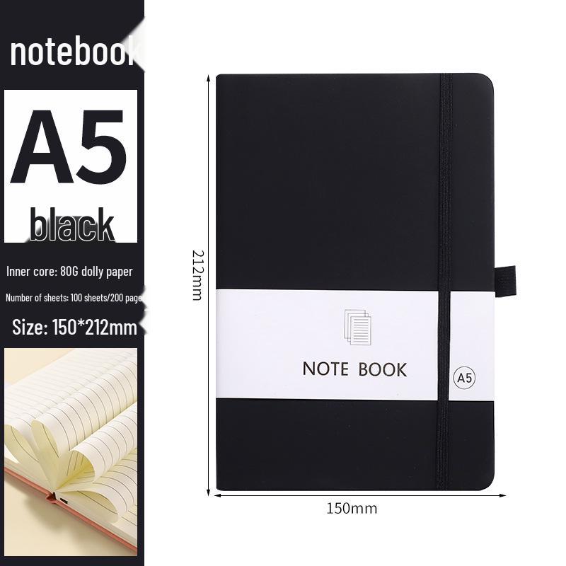 A6 Color Elastic Band Portable Notebook - Student Memo with Skin-Feel Leather Pocket Design