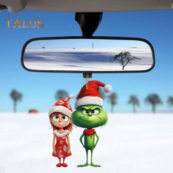 1/7Pcs Christmas Tree Ornaments Cartoon Green Elf Tree Hanging Decoration Acrylic Xmas Pendant for Holiday Car Window Wall Tree Decor