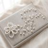 Korean Style Bridal Hairpiece With Crystal Pearl Flower Design For Wedding Ceremony