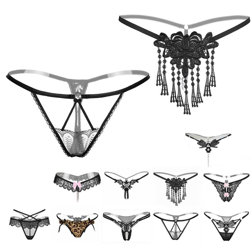 Hot Young Girls Thong Embroidery Lace Hollow Massage Panties Underwear T-back Panties Lingerie