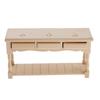 1:12 Miniature Table European Style Rectangular Table with 3 Drawers Wooden Dollhouse Furniture for Doll House Living Room Decor