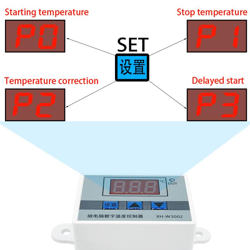 W3002 Digital Control Temperature Microcomputer Thermostat Switch Thermometer New Thermoregulator 12/24/220V