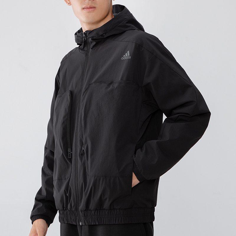 adidas Куртки Мужские Черные С Капюшоном Умеренные Другие H38399