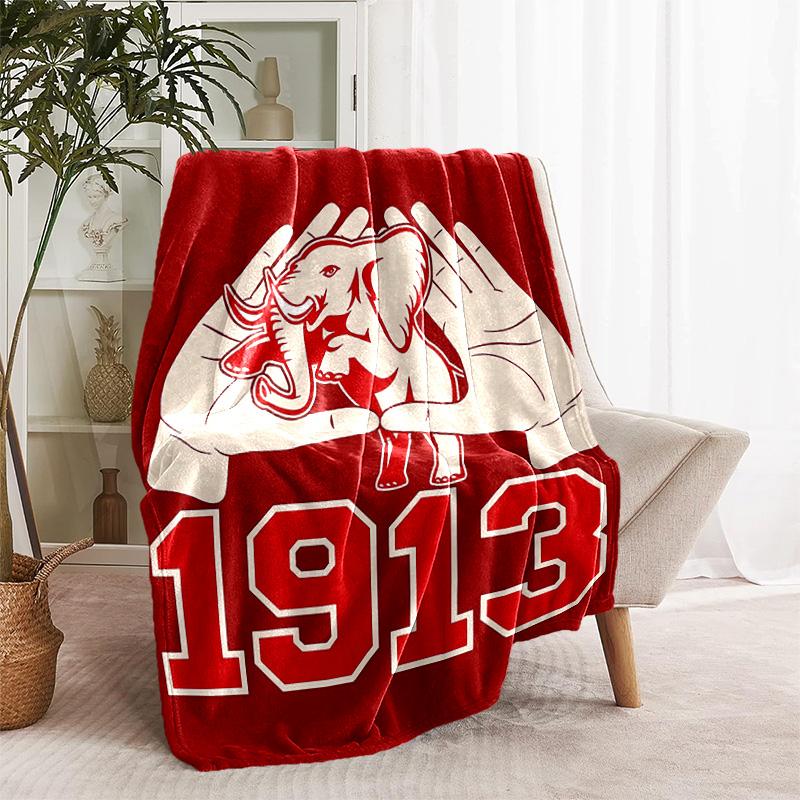 1pc Blanket - Delta 1913 Elephant Print Design, Lightweight Blanket for Sofa, Bed- Soft &Warm, Gift for All Seasons
