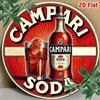 Винтажная металлическая жестяная вывеска Campari Soda Круглый настенный декор Алюминиевая фольга Гравировка Ретро Арт Постер