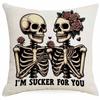 Halloween Couple Skull Print Pillowcase Home Sofa Cushion Pillowcase