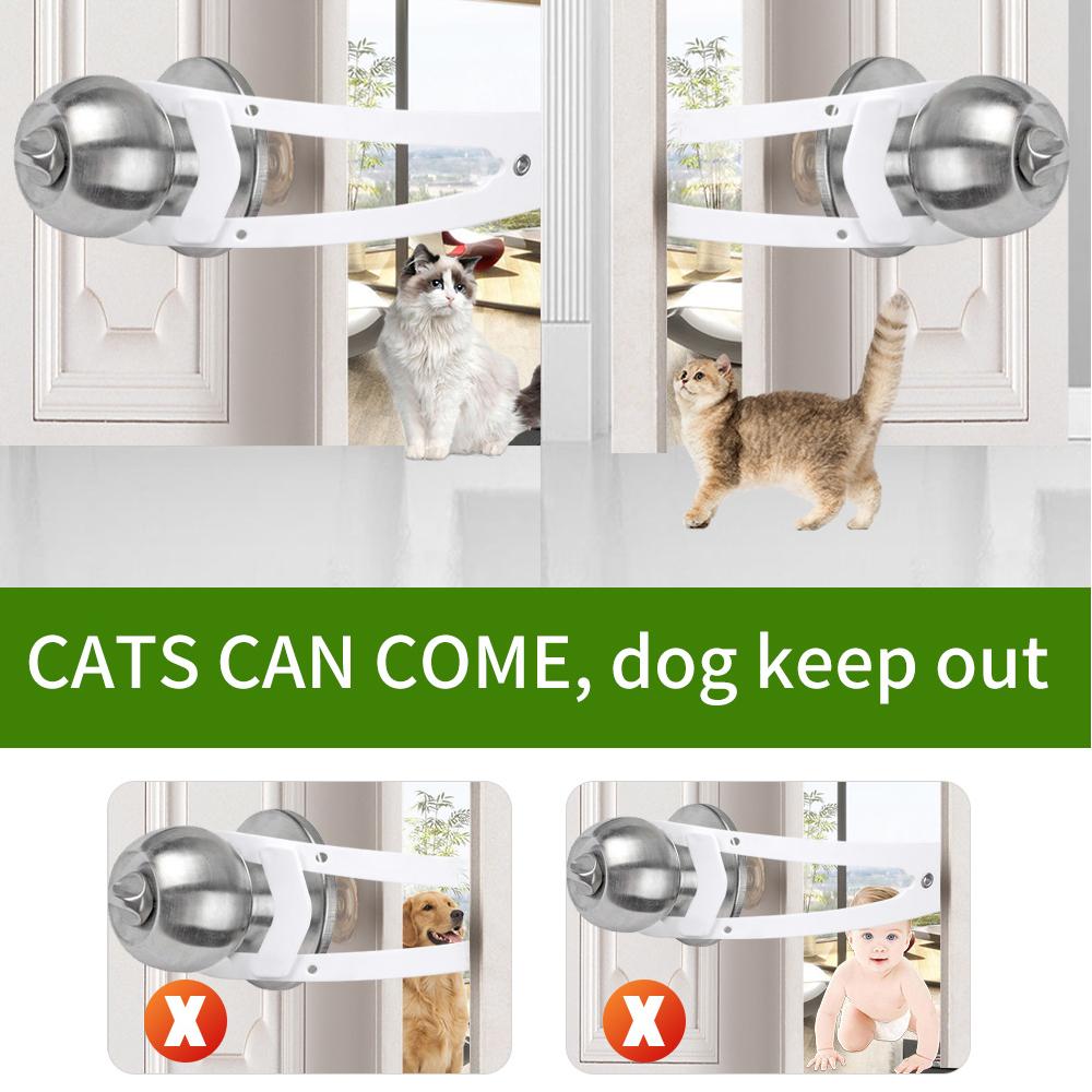 2 Pcs Cute Cat Paw Shaped Cat Door Latch Holder Adjustable Door Strap for Pets
