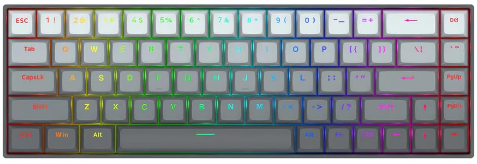 Redragon M68 Игровая клавиатура с механическими переключателями, с быстрым срабатыванием, магнитные переключатели, механическая клавиатура TKL, 61 клавиша, английская раскладка, RGB-подсветка, поддержка одновременного нажатия всех клавиш, эргономика