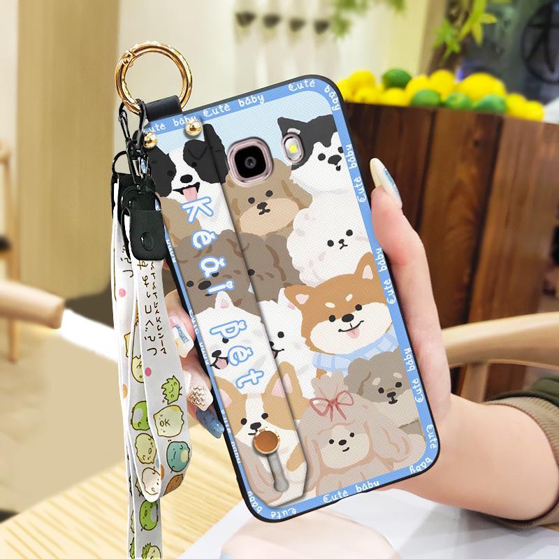 Anti-dust Wrist Strap Phone Case For Samsung Galaxy J510/J5 2016/J5108 Fashion Design Kickstand Silicone Cute Anti-knock