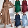 Fashion Women's Dresses Loose Versatile Solid Colours Elegant Wooden Earrings Waisted Pleated Long Skirt