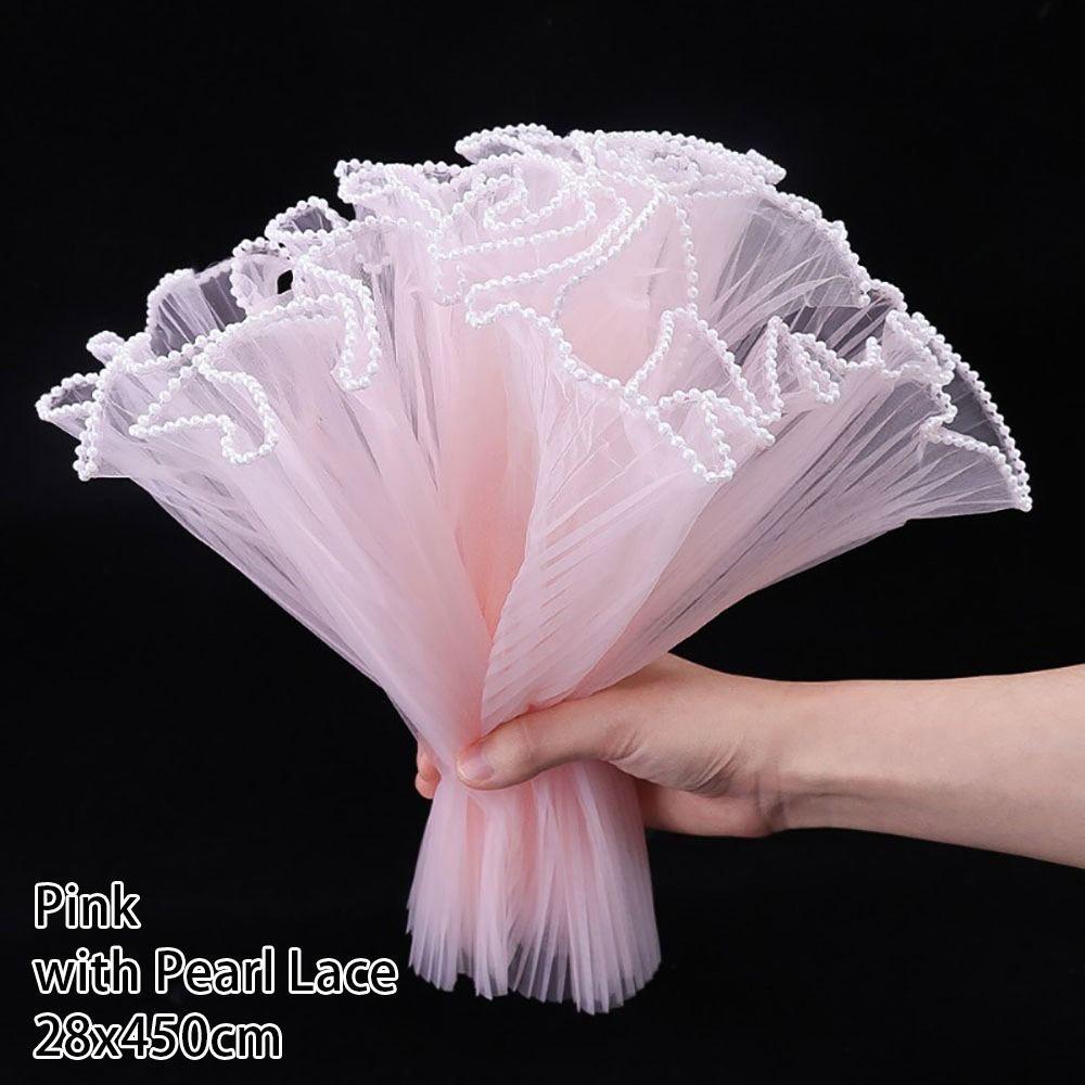 1Pcs Wave Yarn Gift Wrapping Mesh Pearl Lace Gift Packaging Paper for Valentine's Day Wedding