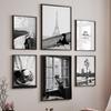 Paris Tower Girl Old Building Coffee Landscape Wall Art Painting Black White Posters Picture For Living Room Decor Canvas Prints